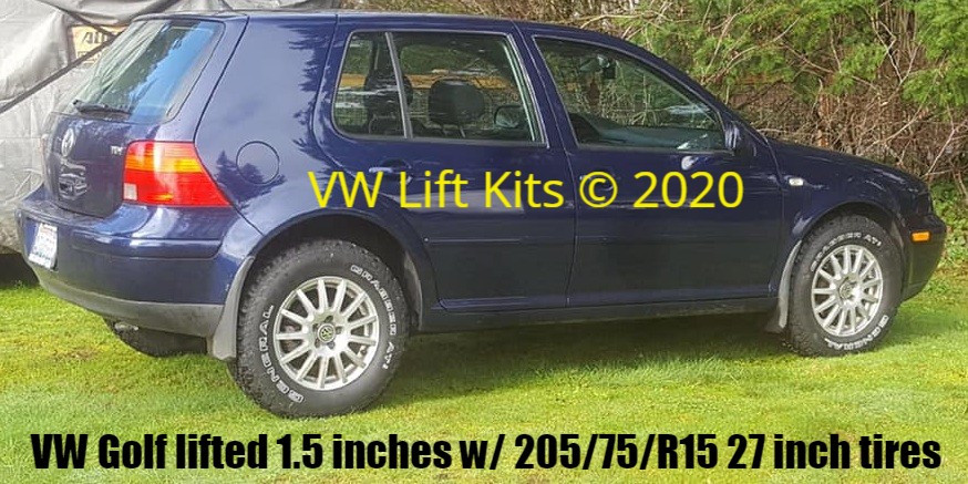 Vic's VW Golf MK4 lifted 1.5 inches w/ 205/75/R15 tires. Best Bolt On Lift Kit, no welding, no cutting, no drilling required.